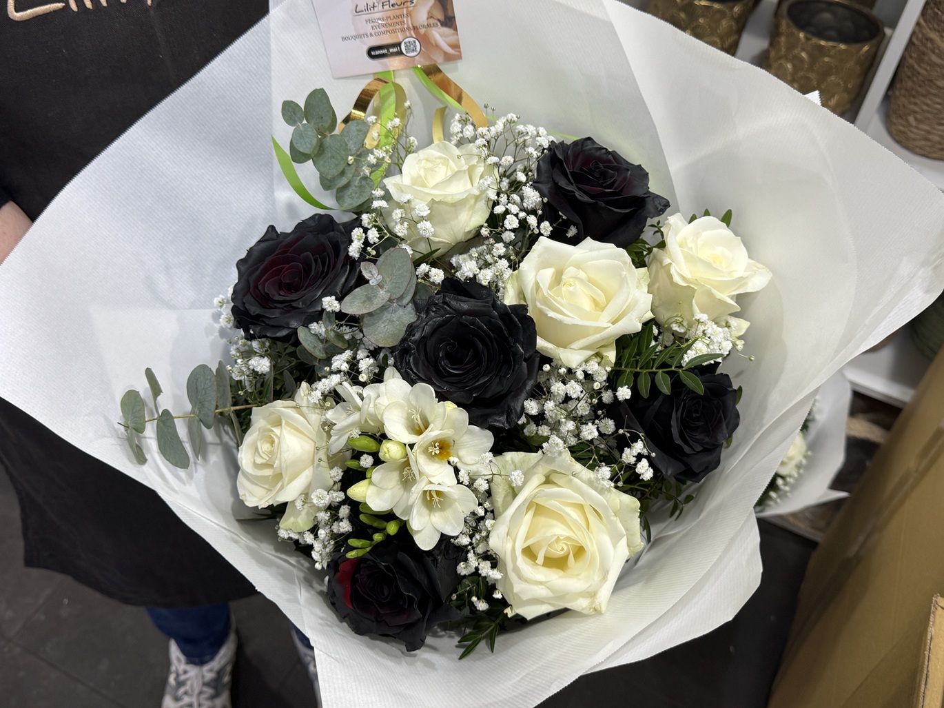 Bouquet Black & White Bouquet Black & White - Roses noirs et blanches
